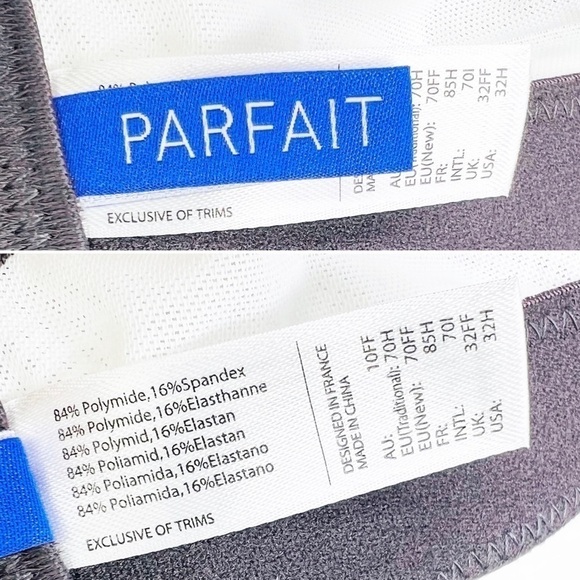 Parfait Active Wireless Yoga Sports Bra Size 32H P5542 Rabbit (gray) w/White NWT - Picture 6 of 10